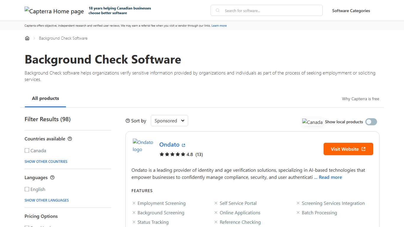 Background Check Software - Prices & Reviews - Capterra Canada 2026
